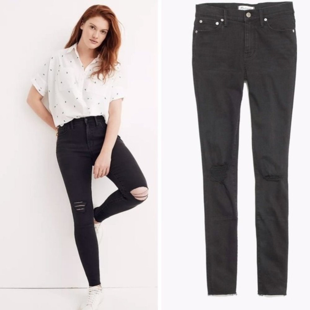 Madewell 9" Mid-Rise Skinny in Black Sea SZ 26 NWT